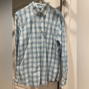 Express Men's blue Plaid Button Down Modern Fit Long Sleeve Size L